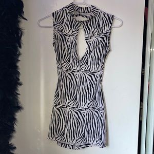 Cutest mini backless zebra swim material dress